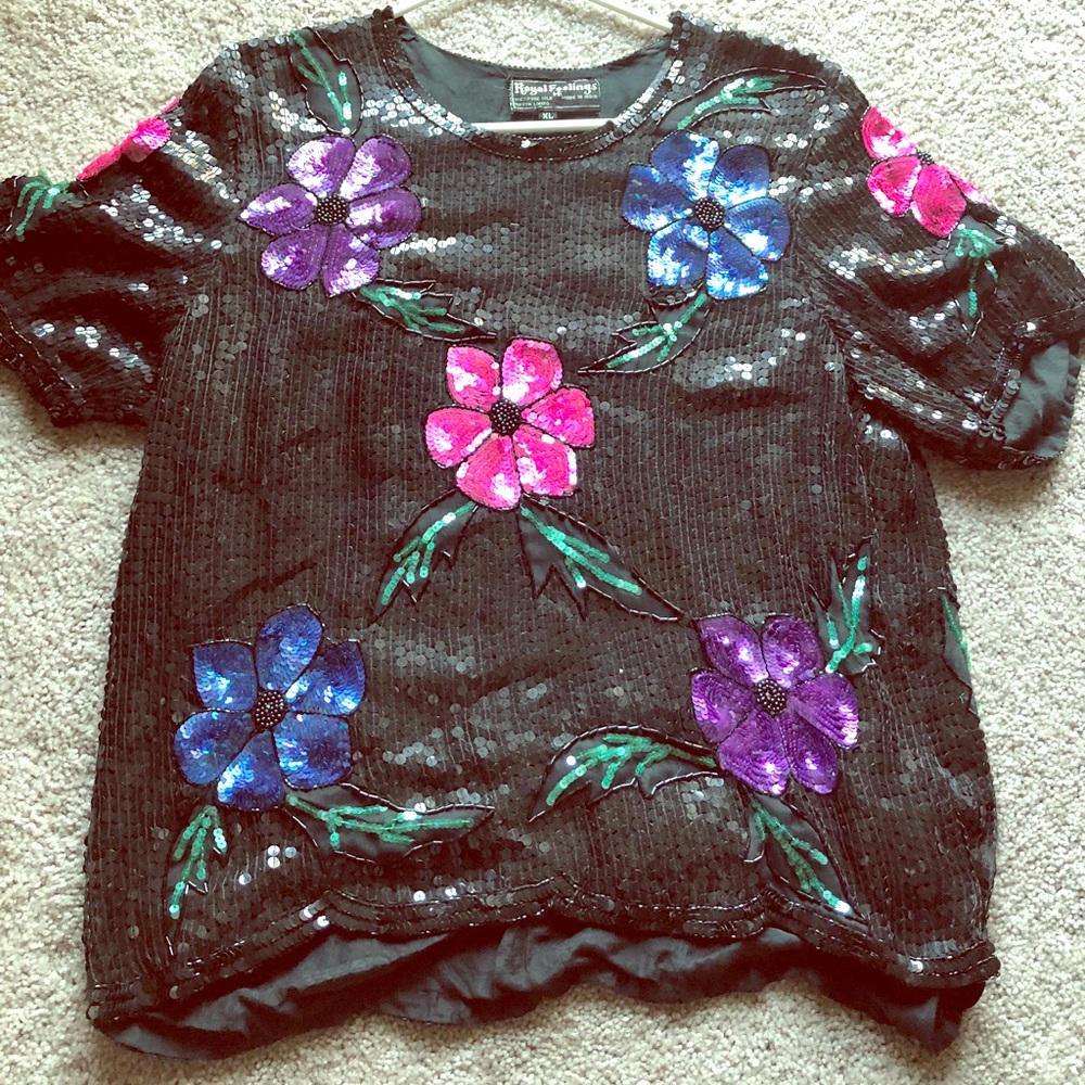Floral Sequin Top
